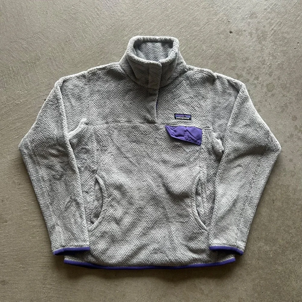 Patagonia Re-Tool Snap T Synchilla Jacket Womens Medium Gray Fleece Logo 25442